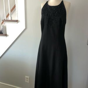 Maggie London beaded gown exposed back